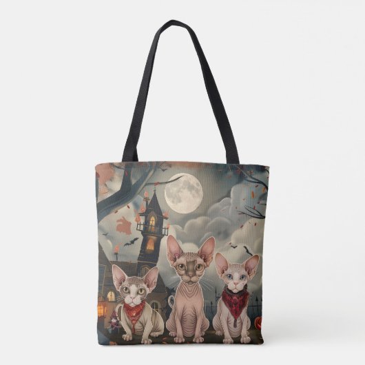 Sphynx Kat Halloween Spoken Tote Bag (Achterkant)