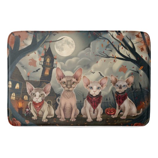 Sphynx Kat Halloween Spokengeest Badmat (Voorkant)