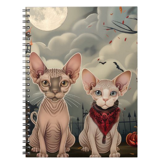 Sphynx Kat Halloween Spokengeest Notitieboek (Voorkant)
