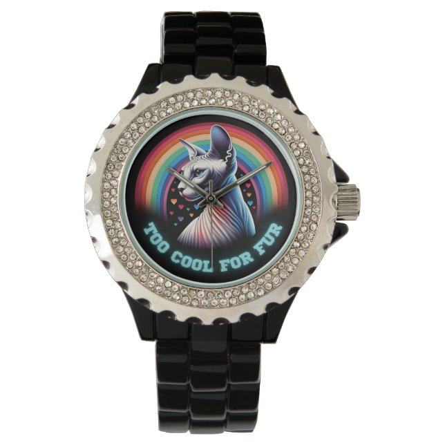 Sphynx Kat Horloge Kaal Haarloos Kittens Te Cool (Voorkant)