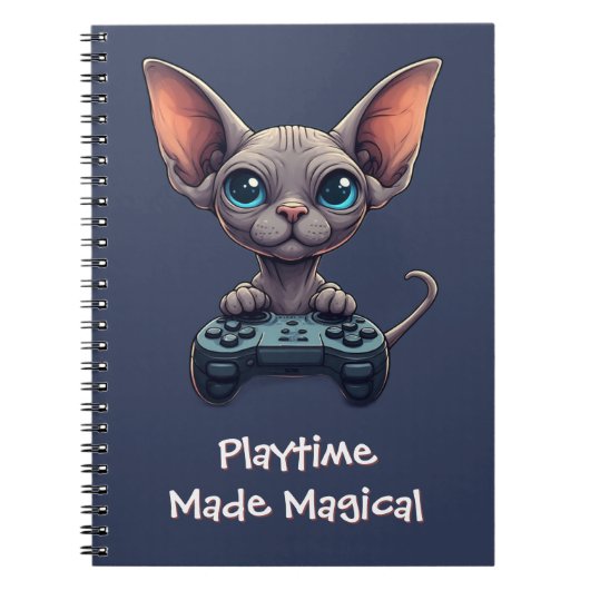 Sphynx kat houdt gamecontroller vast notitieboek (Voorkant)