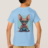 Sphynx kat houdt gamecontroller vast t-shirt (Achterkant)