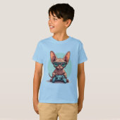 Sphynx kat houdt gamecontroller vast t-shirt (Voorkant volledig)
