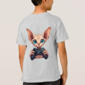 Sphynx kat houdt gamecontroller vast t-shirt (Achterkant)