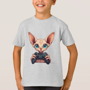 Sphynx kat houdt gamecontroller vast t-shirt