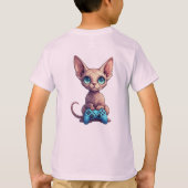 Sphynx kat houdt gamecontroller vast t-shirt (Achterkant)