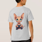 Sphynx kat houdt gamecontroller vast t-shirt (Achterkant)