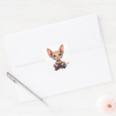 Sphynx kat houdt gamecontroller vast vierkante sticker (Envelop)
