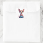 Sphynx kat houdt gamecontroller vast vierkante sticker (Tas)
