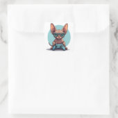 Sphynx kat houdt gamecontroller vast vierkante sticker (Tas)
