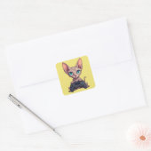 Sphynx kat houdt gamecontroller vast vierkante sticker (Envelop)