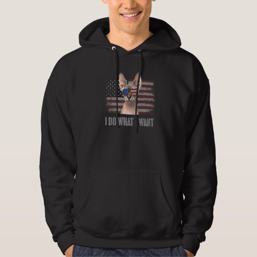 Sphynx kat Ik doe wat ik wil Retro USA grappige ka Hoodie (Voorkant)