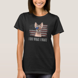 Sphynx kat Ik doe wat ik wil Retro USA grappige ka T-shirt