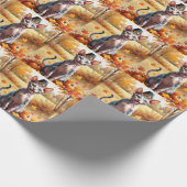 Sphynx Kat In Herfstbladeren Thanksgiving Kunst Cadeaupapier (Hoek)