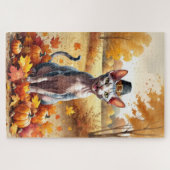 Sphynx Kat In Herfstbladeren Thanksgiving Kunst Legpuzzel (Horizontaal)