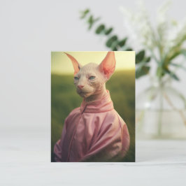 Sphynx Kat in Outfit – Speelse Natuur Kunst Briefkaart