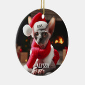 Sphynx Kat in Santa Hat Kerstmis Keramisch Ornament (Rechts)