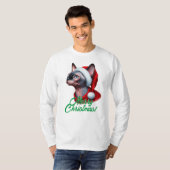 Sphynx Kat in Santa Hat Kerstmis T-shirt (Voorkant volledig)