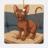 Sphynx Kat Keramisch Ornament (Achterkant)