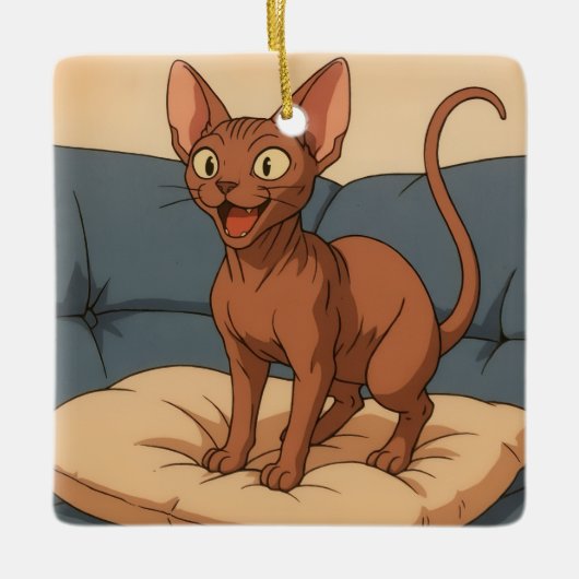 Sphynx Kat Keramisch Ornament (Voorkant)
