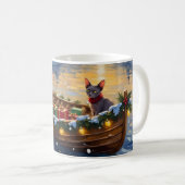 Sphynx Kat Kerst Boot Vakantie Koffiemok (Voorkant rechts)