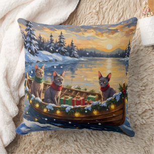 Sphynx Kat Kerst Boot Vakantie Kussen