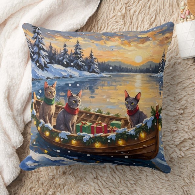 Sphynx Kat Kerst Boot Vakantie Kussen (Deken)