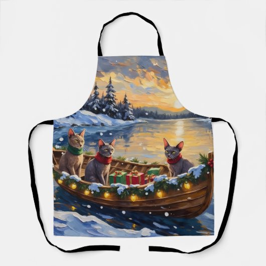 Sphynx Kat Kerst Boot Vakantie Schort (Voorkant)