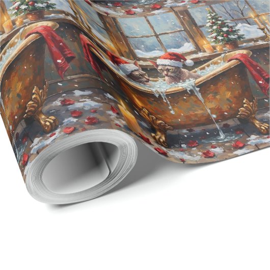 Sphynx Kat Kerst Luxe Bad Vakantie Cadeaupapier (Rol Hoek)