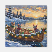 Sphynx Kat Kerstboot Vakantie Magneet (Voorkant)