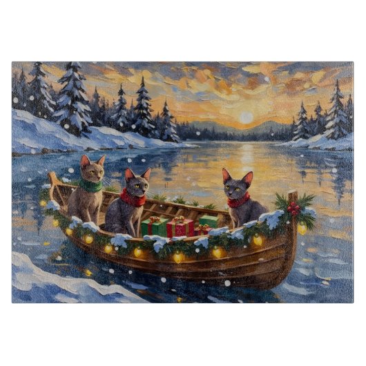 Sphynx Kat Kerstboot Vakantie Snijplank (Voorkant)