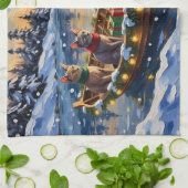 Sphynx Kat Kerstboot Vakantie Theedoek (Gevouwen)