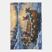 Sphynx Kat Kerstboot Vakantie Theedoek (Verticaal)