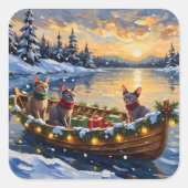 Sphynx Kat Kerstboot Vakantie Vierkante Sticker (Voorkant)