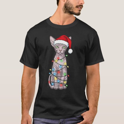 Sphynx Kat Kerstman Santa Liefhebber T-shirt (Voorkant)