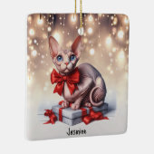 Sphynx Kat Kerstmis Keramisch Ornament (Rechts)