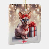 Sphynx Kat Kerstmis Keramisch Ornament (Rechts)