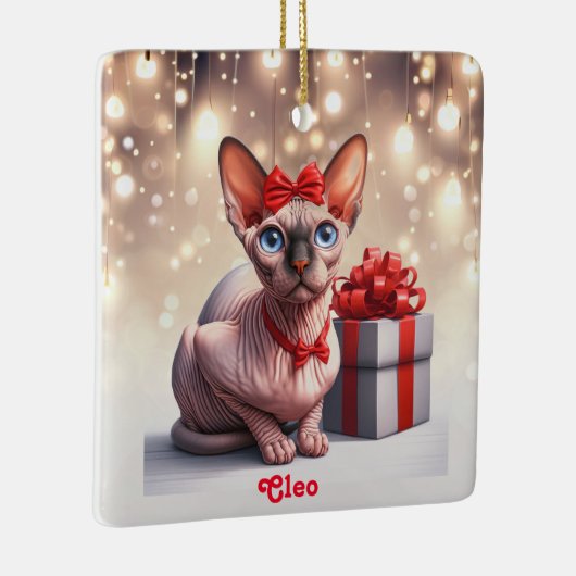Sphynx Kat Kerstmis Keramisch Ornament (Rechts)