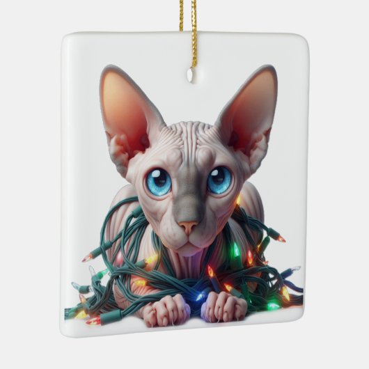 Sphynx Kat Kerstmis Keramisch Ornament (Rechts)