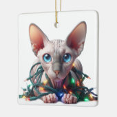 Sphynx Kat Kerstmis Keramisch Ornament (Links)