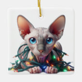 Sphynx Kat Kerstmis Keramisch Ornament (Voorkant)