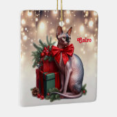 Sphynx Kat Kerstmis Keramisch Ornament (Rechts)