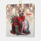 Sphynx Kat Kerstmis Keramisch Ornament (Links)