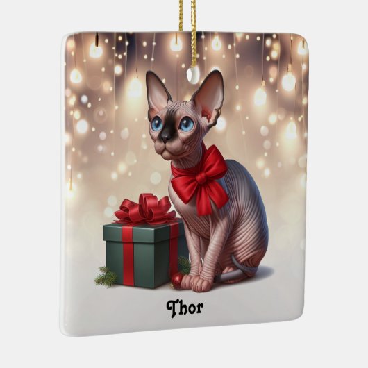 Sphynx Kat Kerstmis Keramisch Ornament (Rechts)