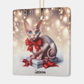 Sphynx Kat Kerstmis Keramisch Ornament (Links)