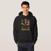 Sphynx Kat Kerstmis Kerstman Hoed Sjaal Vakantie L Hoodie (Voorkant volledig)