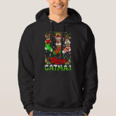 Sphynx Kat Kerstmis Kerstman Hoed Sjaal Vakantie L Hoodie (Voorkant)