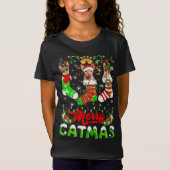 Sphynx Kat Kerstmis Kerstman Hoed Sjaal Vakantie L T-shirt (Voorkant)