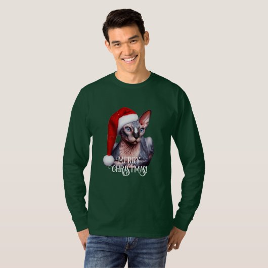 Sphynx Kat Kerstmis T-shirt (Voorkant volledig)