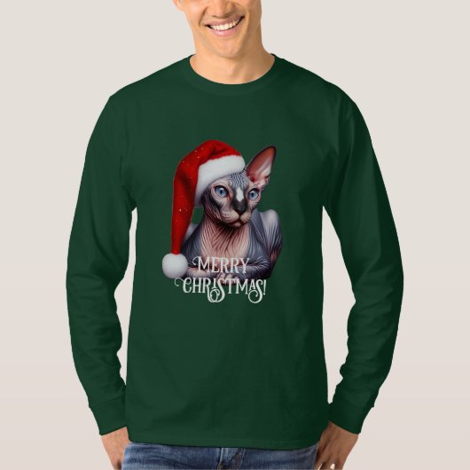 Sphynx Kat Kerstmis T-shirt (Voorkant)
